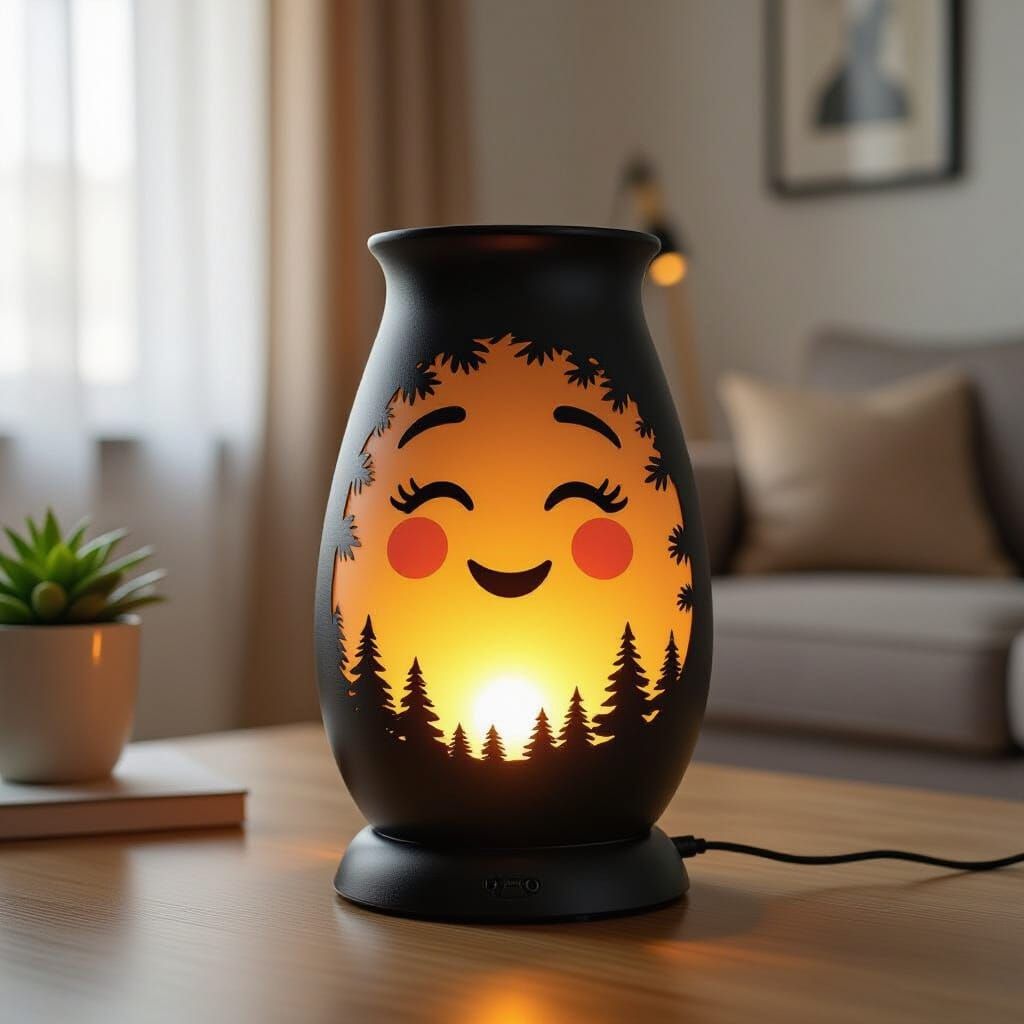 Glowing Candle Rocking Chair with Crying Face