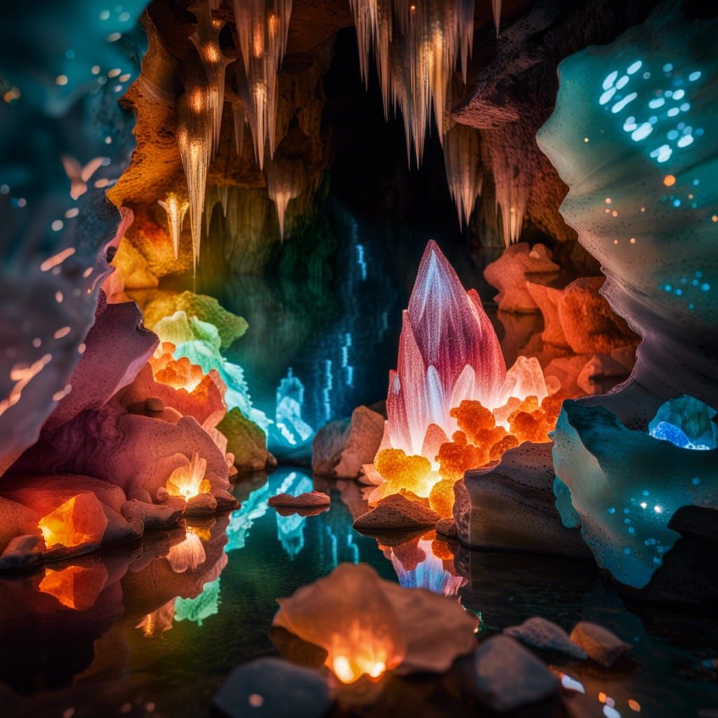 SHARDS OF LIGHT GLISTEN AND REFLECT FROM A WATER STREAM DEEP...