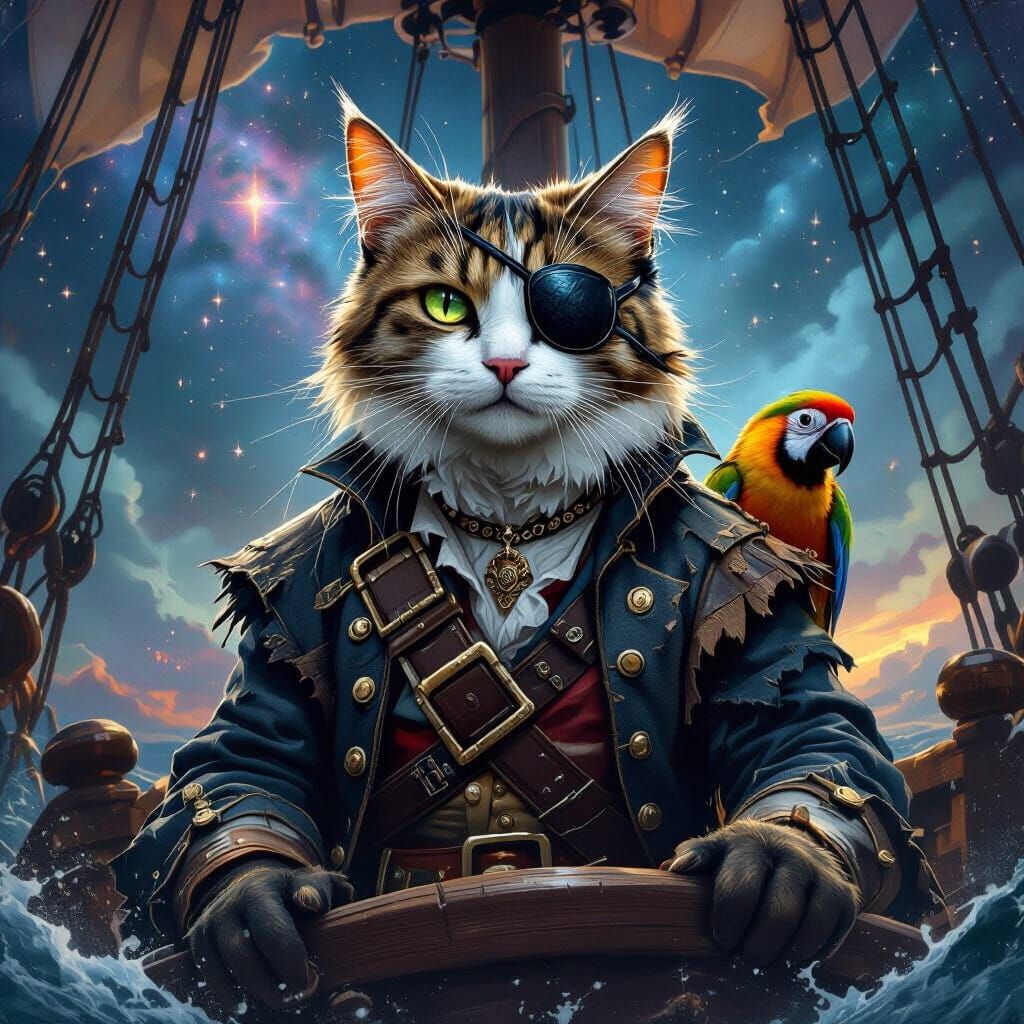A regal pirate cat   by @Kevin7