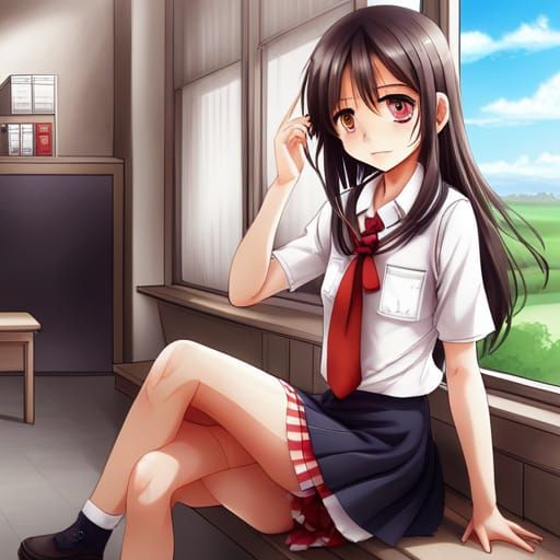 girl with a school uniform on by artist "anime", Anime Key V...