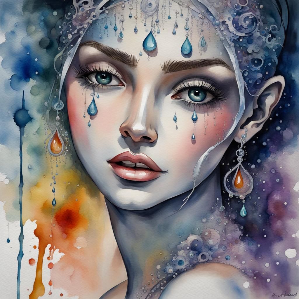 lírio prateado metálico , com gotas prateadas pingando dele, fundo de