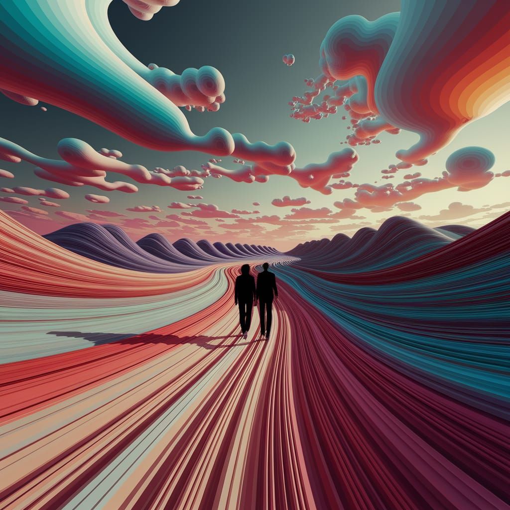 Walking Endlessly in a Vibrant, Infinite Dreamscape