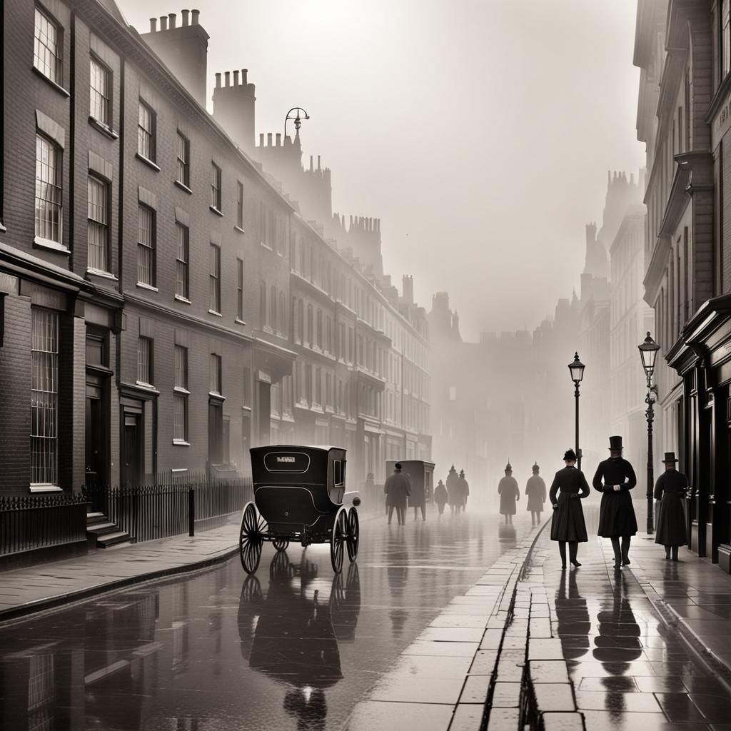 1880s misty London street - AI Generated Artwork - NightCafe Creator