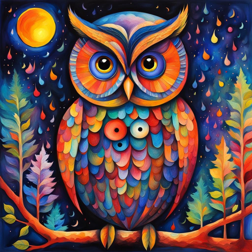 A owl at night - AI Generated Artwork - NightCafe Creator