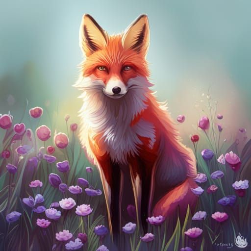 fox in flowers - AI Generated Artwork - NightCafe Creator