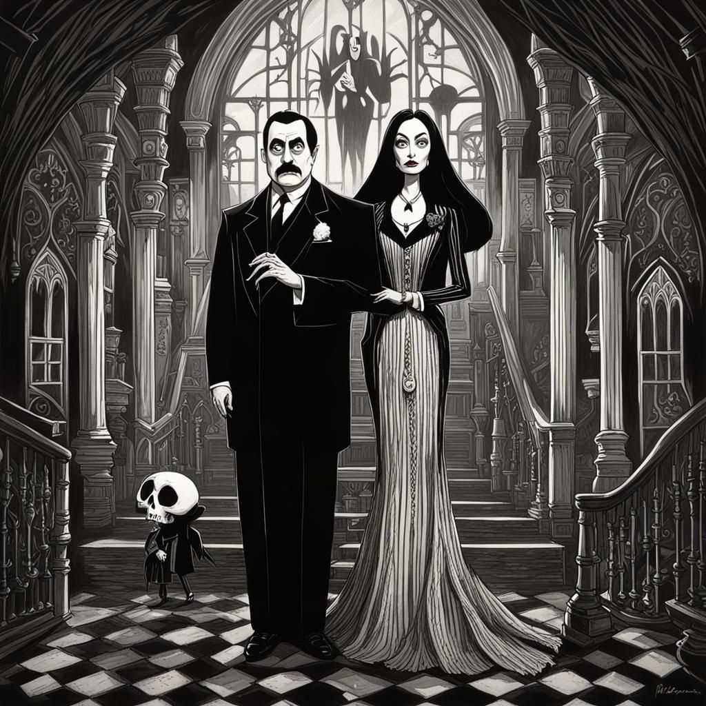 Gomez and Morticia Addams  by @ZekeShining