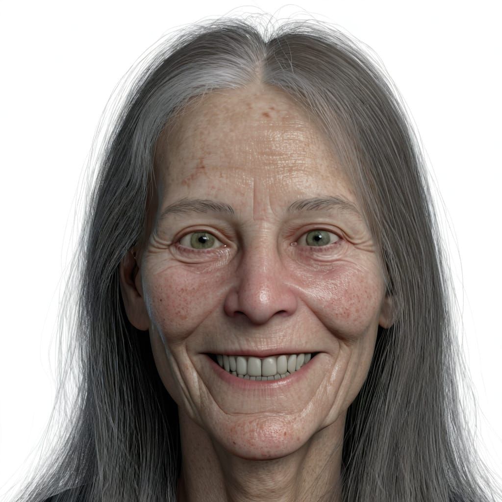Realistic Portrait of a 55-Year-Old Woman with Hyperrealisti...