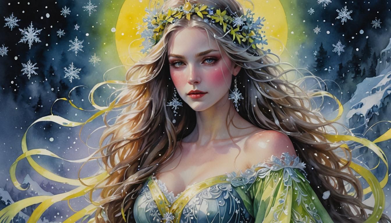 Ethereal Santa Goddess in Radiant, Dark Fantasy Portrait