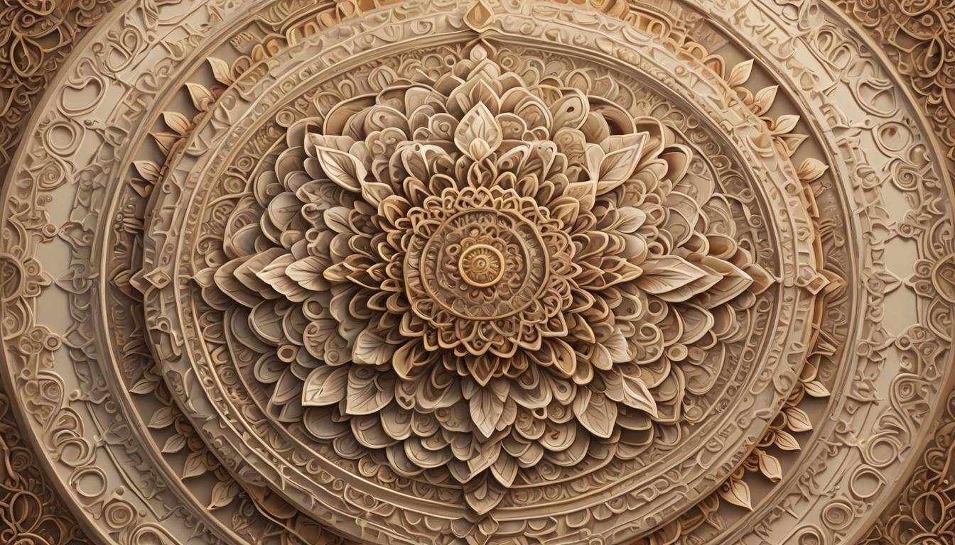 INTRICATE ABSTRACT FLORAL  DESIGN MANDALA IN MONOCHROME COLO...