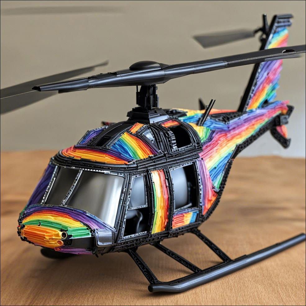 Quilled Bell 222 Airwolf Helicopter