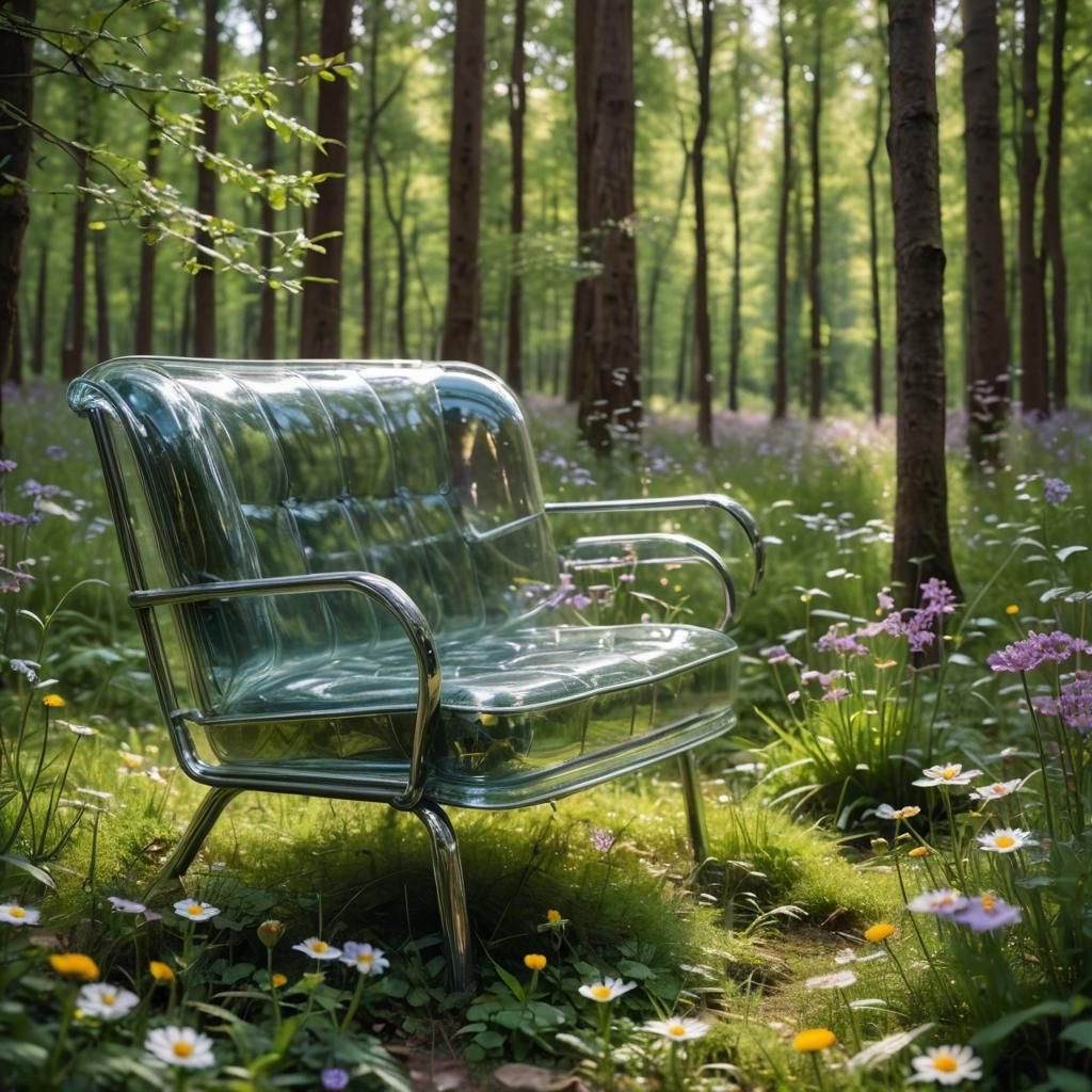 Ethereal Glass Furniture in a Wildflower Meadow