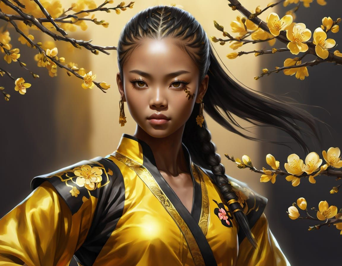 Teenage African Chinese Female Shaolin Kung Fu warrior