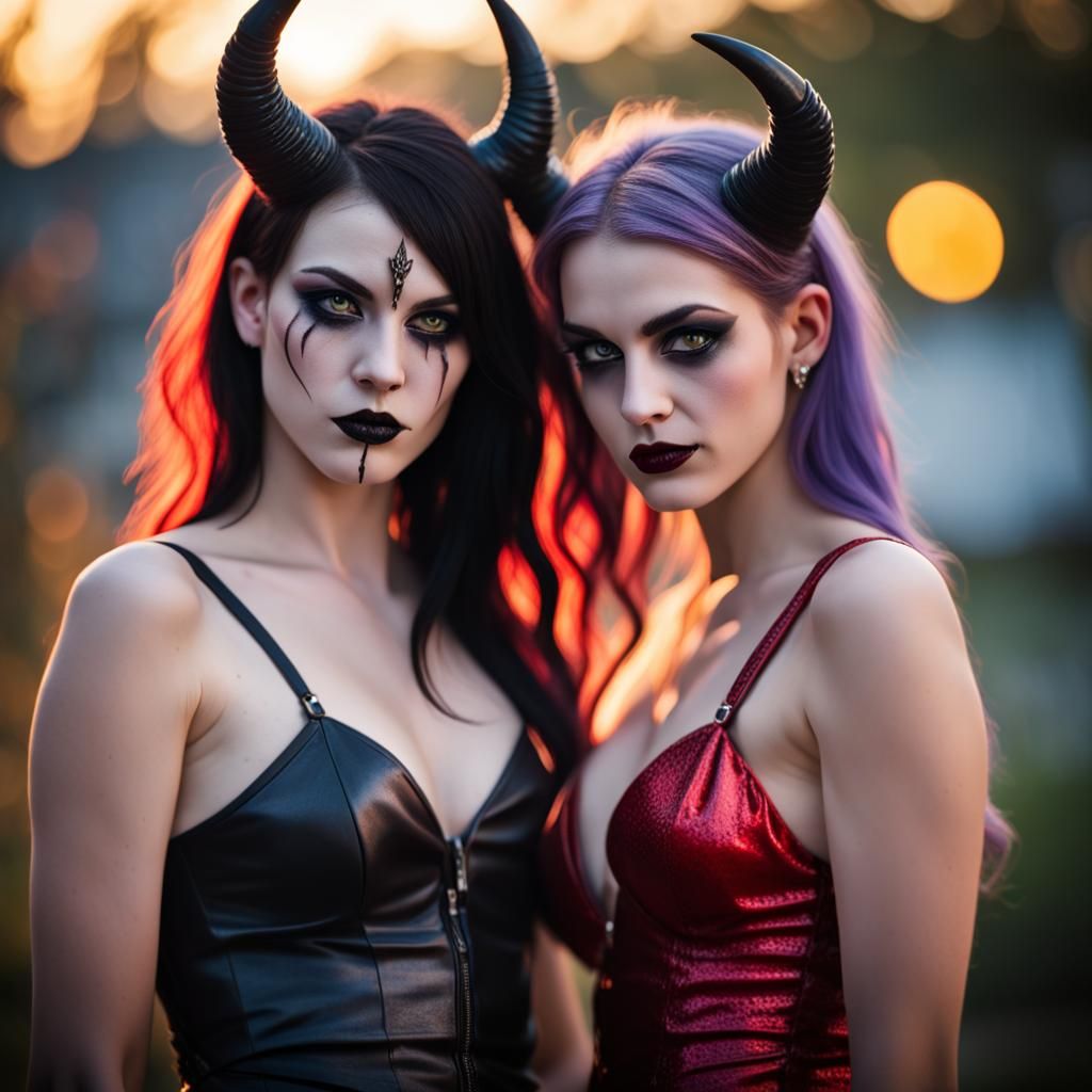 gorgeous sapphic demon girls, vicious beautiful sapphic devil girls ...