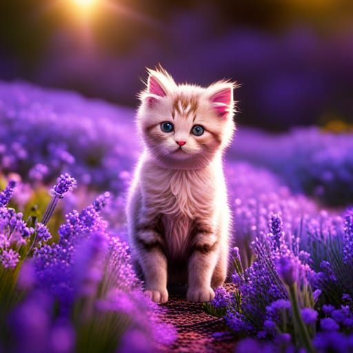 Kitten in a lavender - AI Generated Artwork - NightCafe Creator