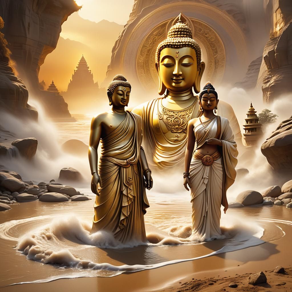 Buddha and Subhuti by Ganges River: Digital Matte Painting