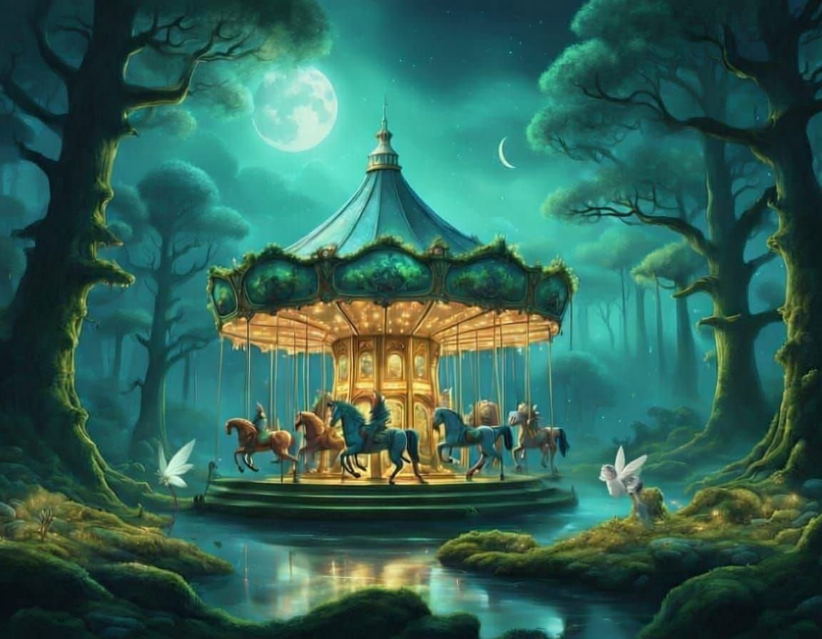 Abandoned Carousel in the Woods