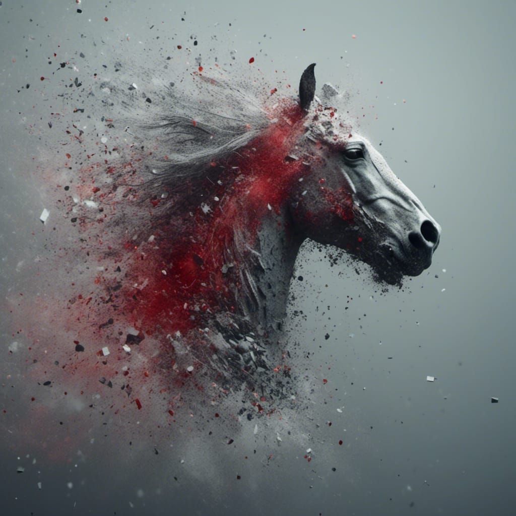 
( disintegrating _horse_portrait_long_mane)(gray_background:1.5)   by @Cerbero-can