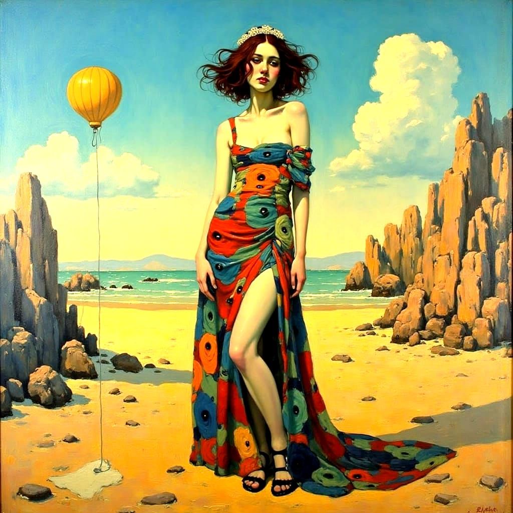 Surreal Pop Art Dreamscape in Mixed Media