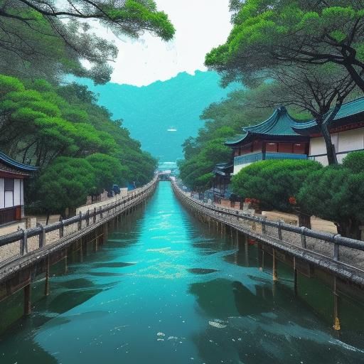 Surrealist Cityscape with Person in Rainstorm