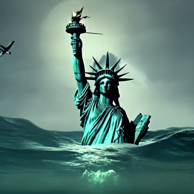 Liberty is Drowning - AI Generated Artwork - NightCafe Creator