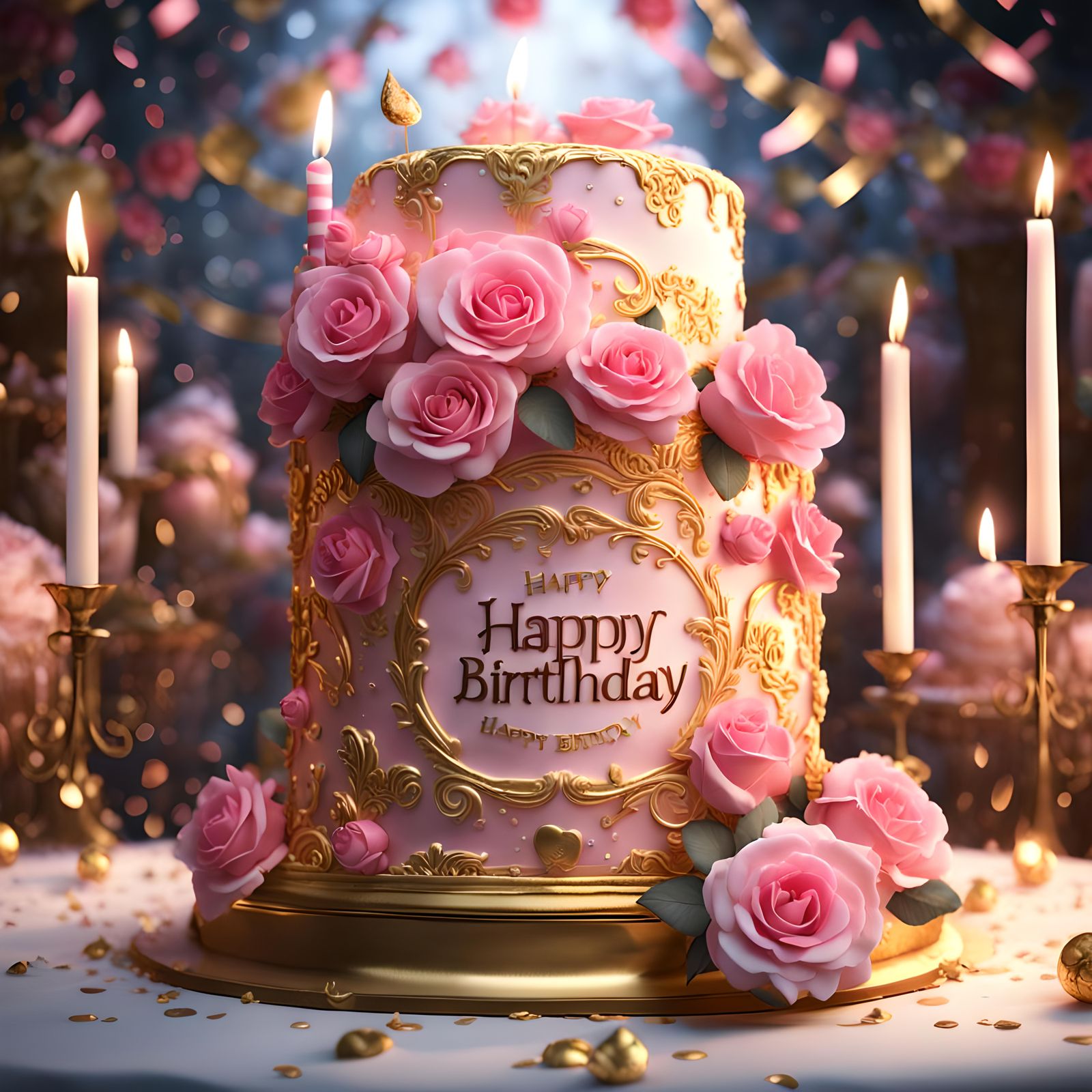 Happy Birthday Fresh Roses Cake.  by @Masterplayer