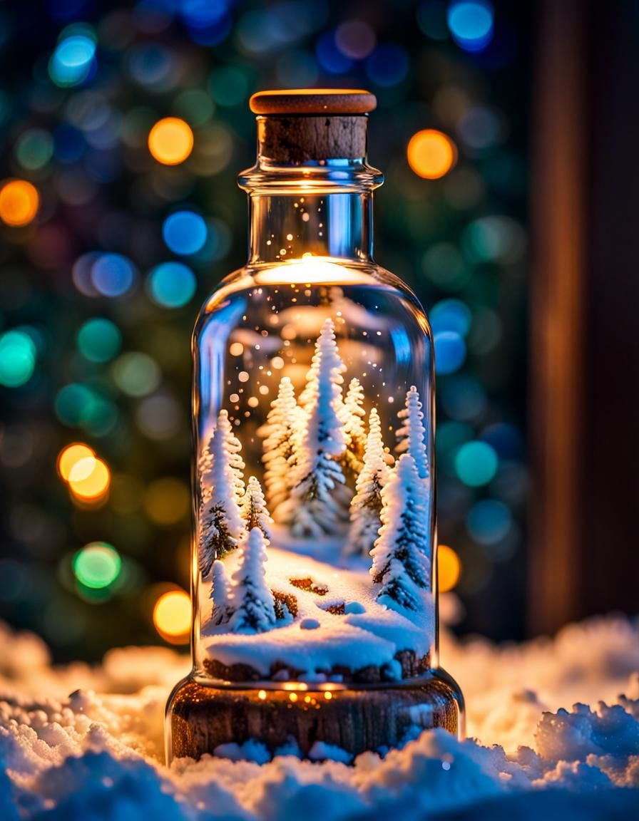 Winter Wonderland in a bottle - AI Generated Artwork - NightCafe Creator