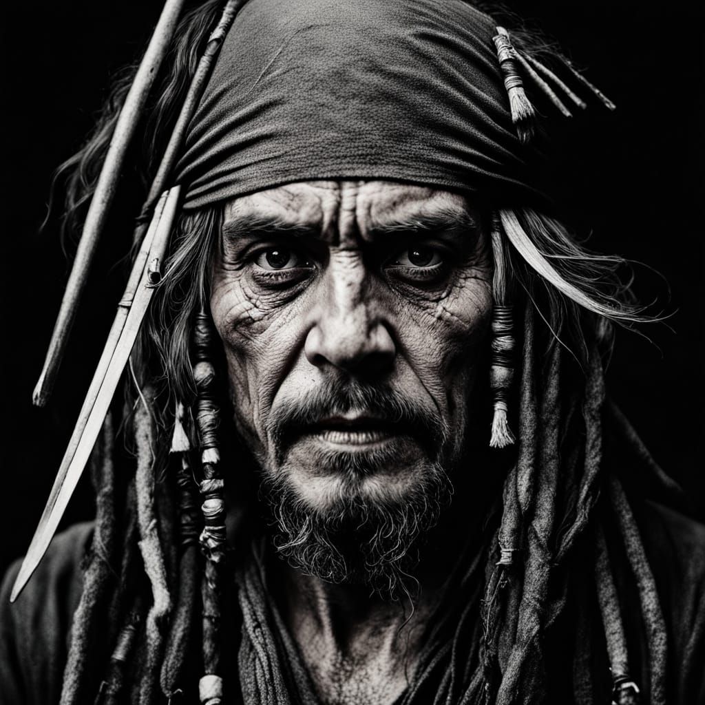Captain Jack Sparrow in Moody, High-Contrast Portrait