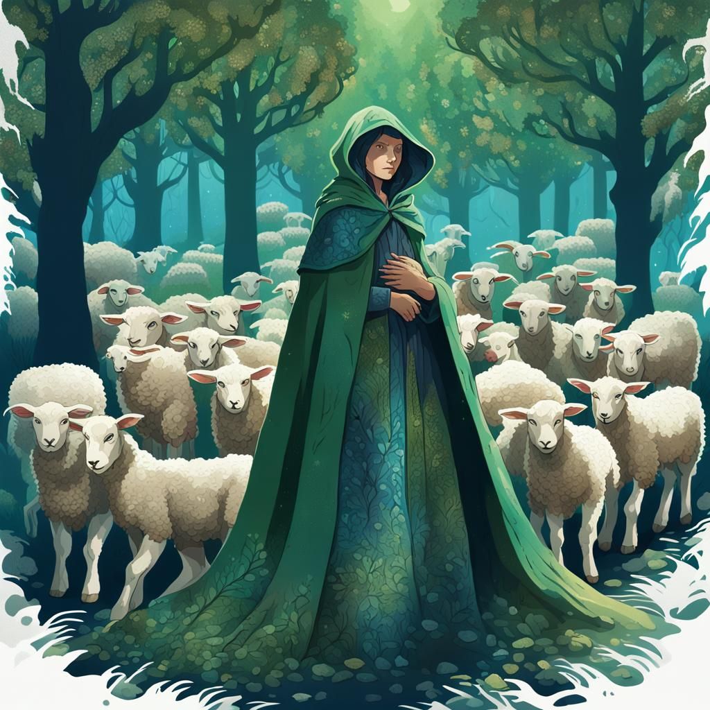 Farmer Girl Planting Crops in Mystical Forest