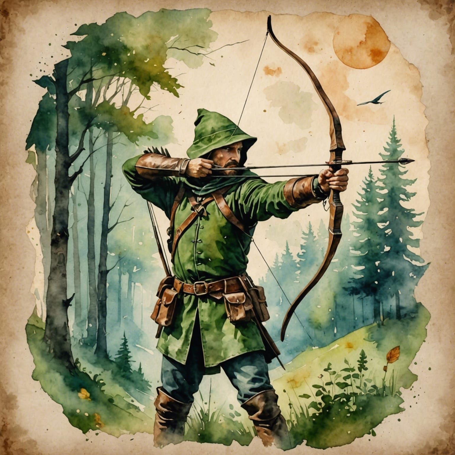 "Surreal watercolor art on aged paper, teared_paper_art; amazing unique creation. Perfect composition. ...  by @DecloDee