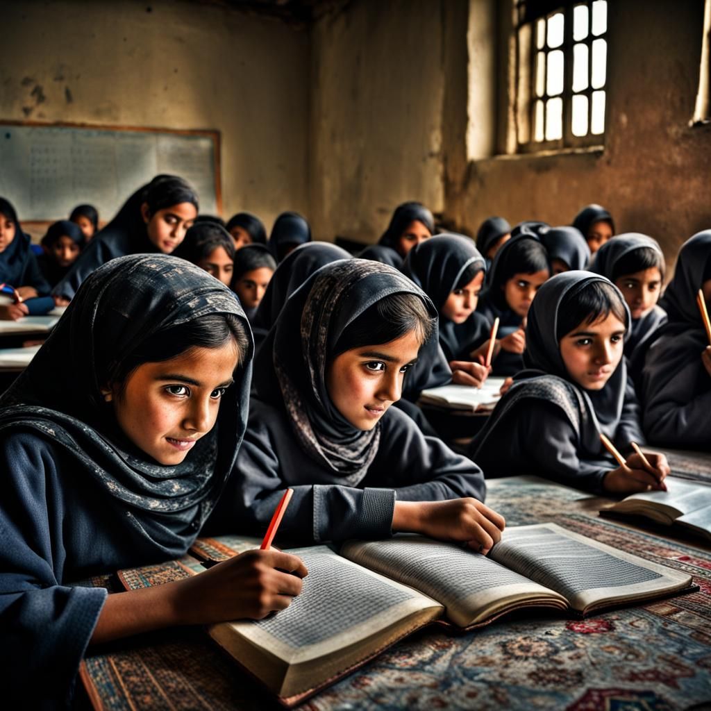 Young Afghan girls in school reading writing learning  by @Carrie Ohn