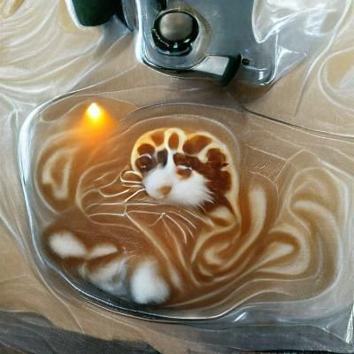 latte art of a cat