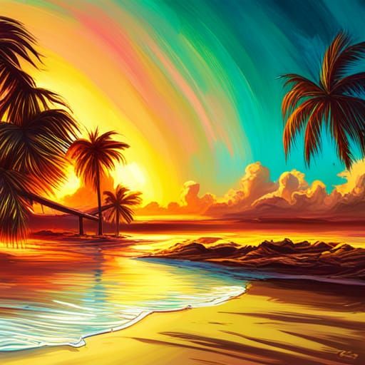 Beach scene - AI Generated Artwork - NightCafe Creator