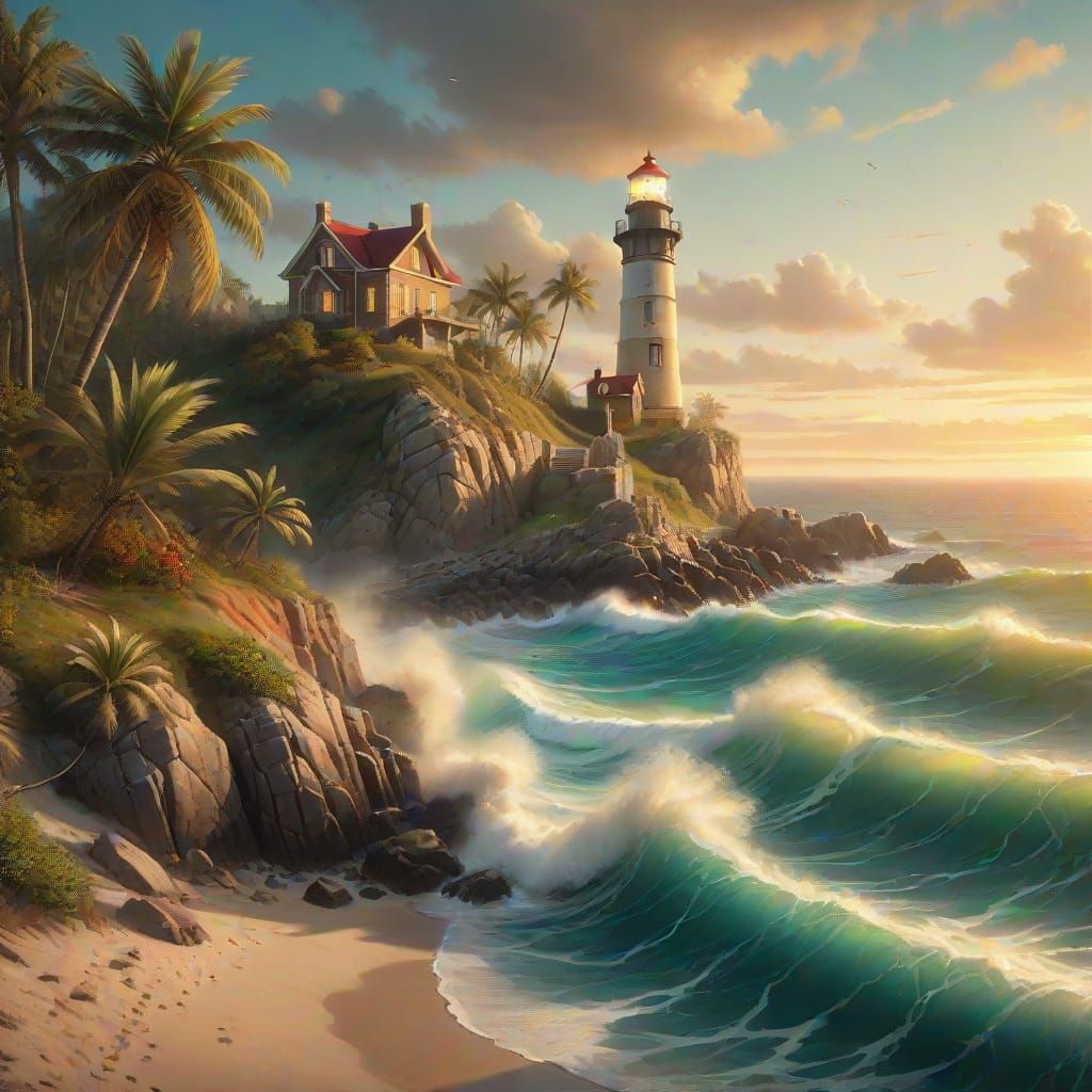 Lighthouse on tropical shores