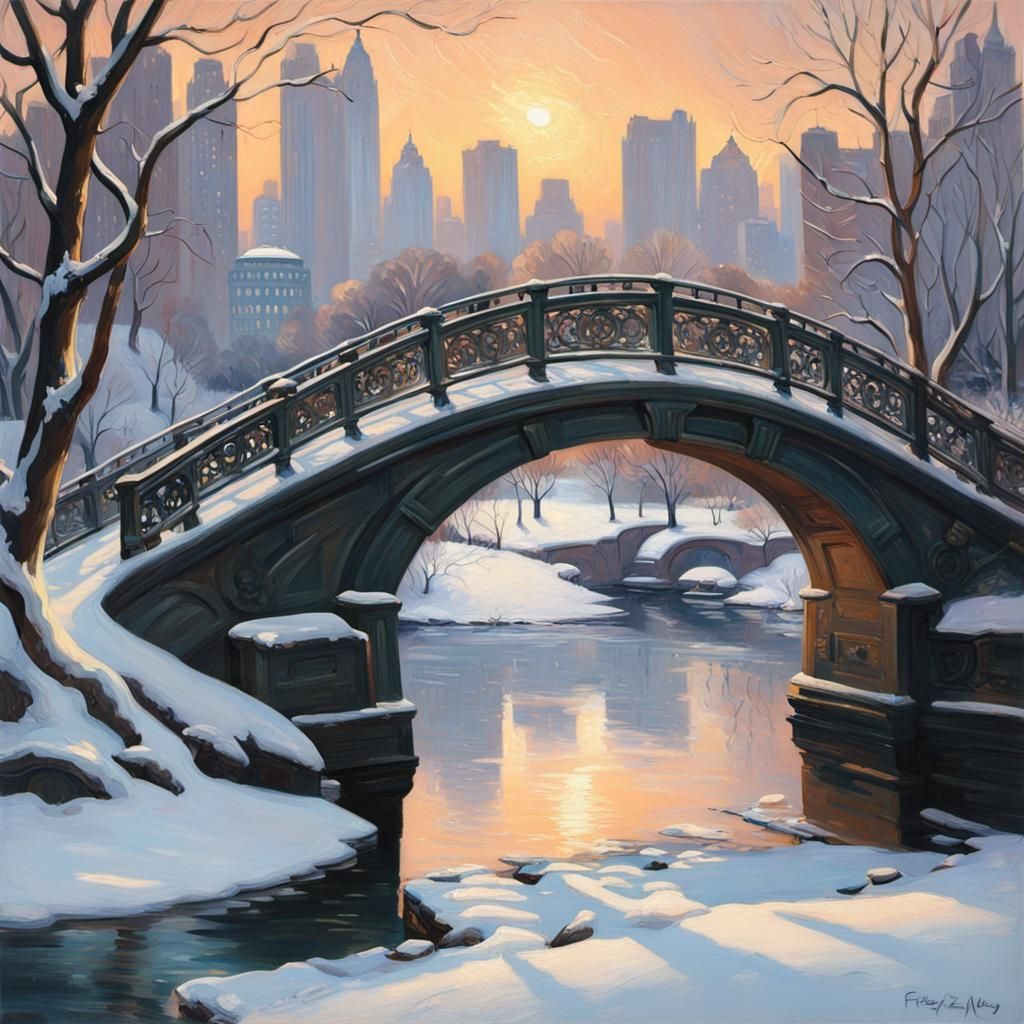Central Park Bridge in Winter