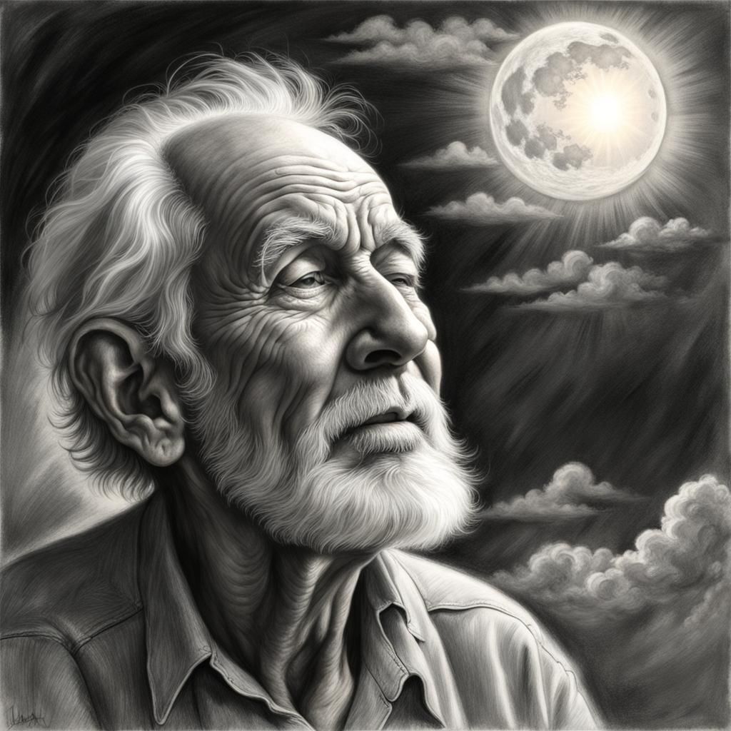 softly and tenderly a old man sings to the hunter moon as it...