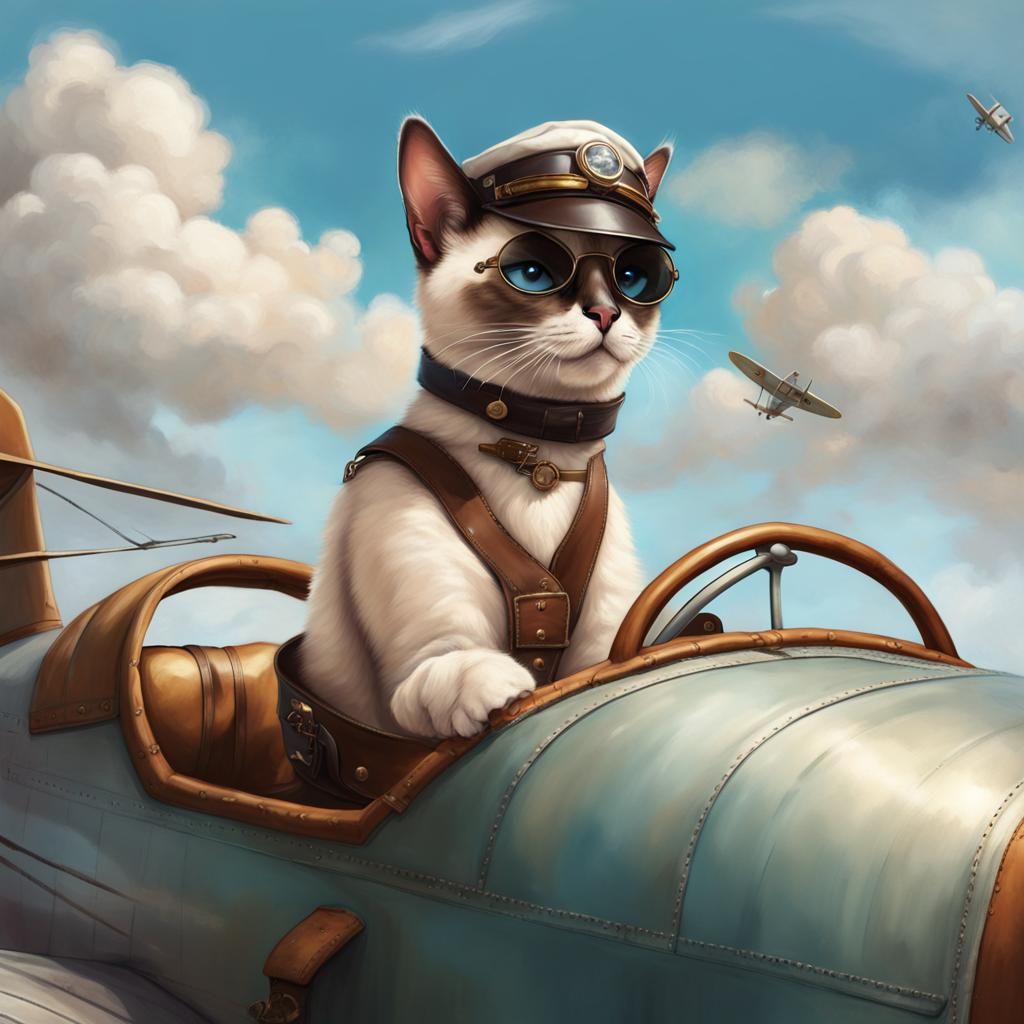professional fantasy digital painting of a Siamese cat chara...