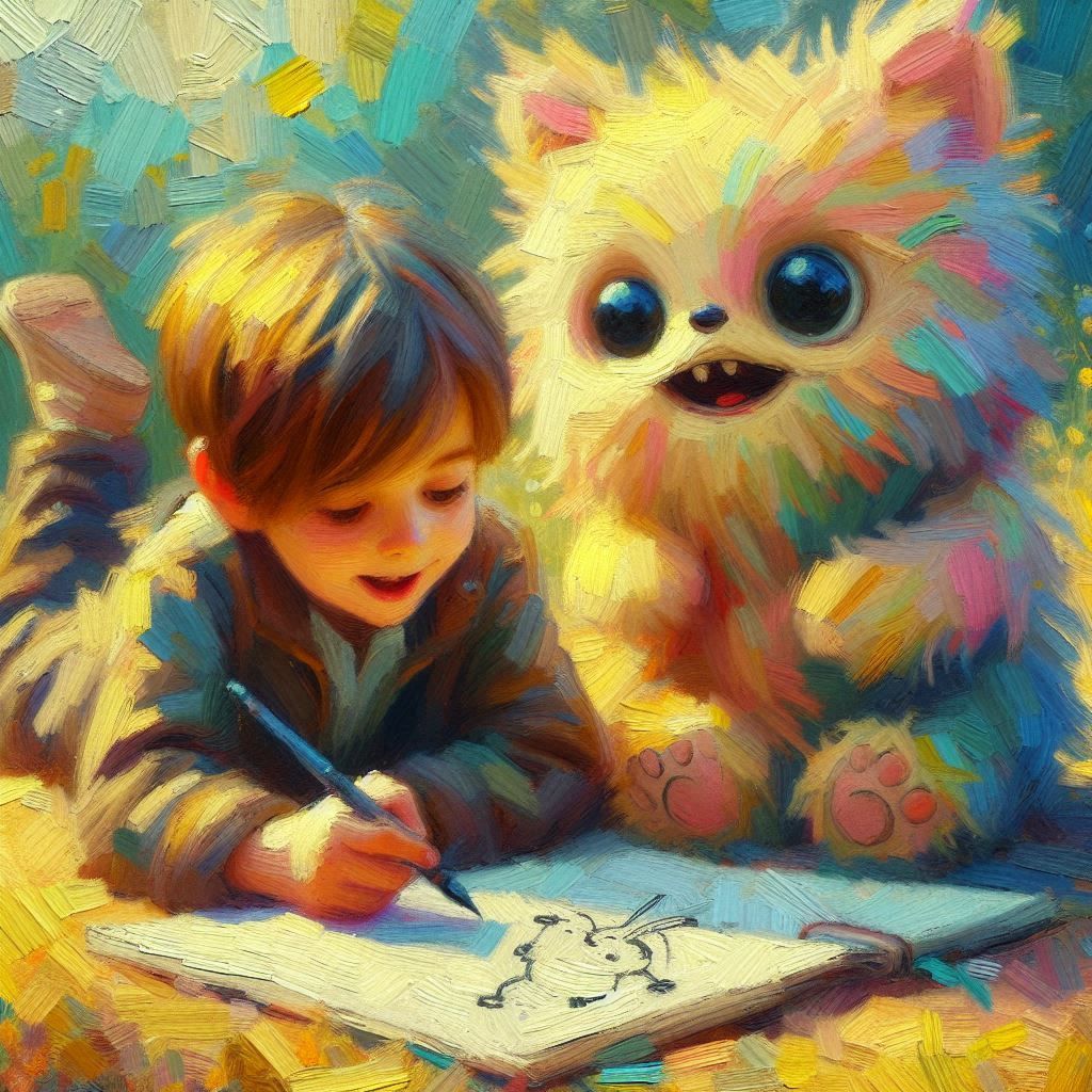 Drawing his imaginary friend