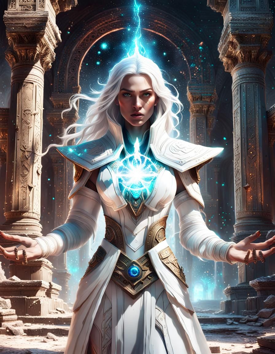 Epic white sorceress   by @Roswarcus