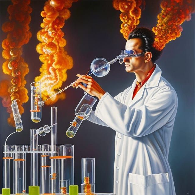 Mad scientist knows he has done something dramatically wrong.  by @Catherine Chittenden