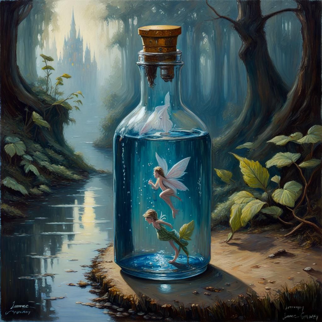 A water fading fairy potion bottle