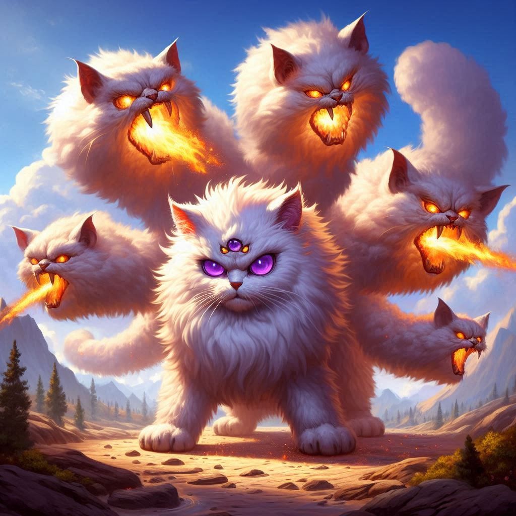 Cat with multiple heads
