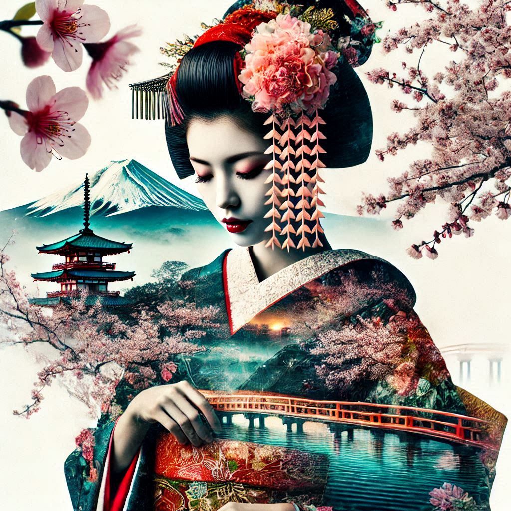 double exposure beautiful fantasy portrait landscape..