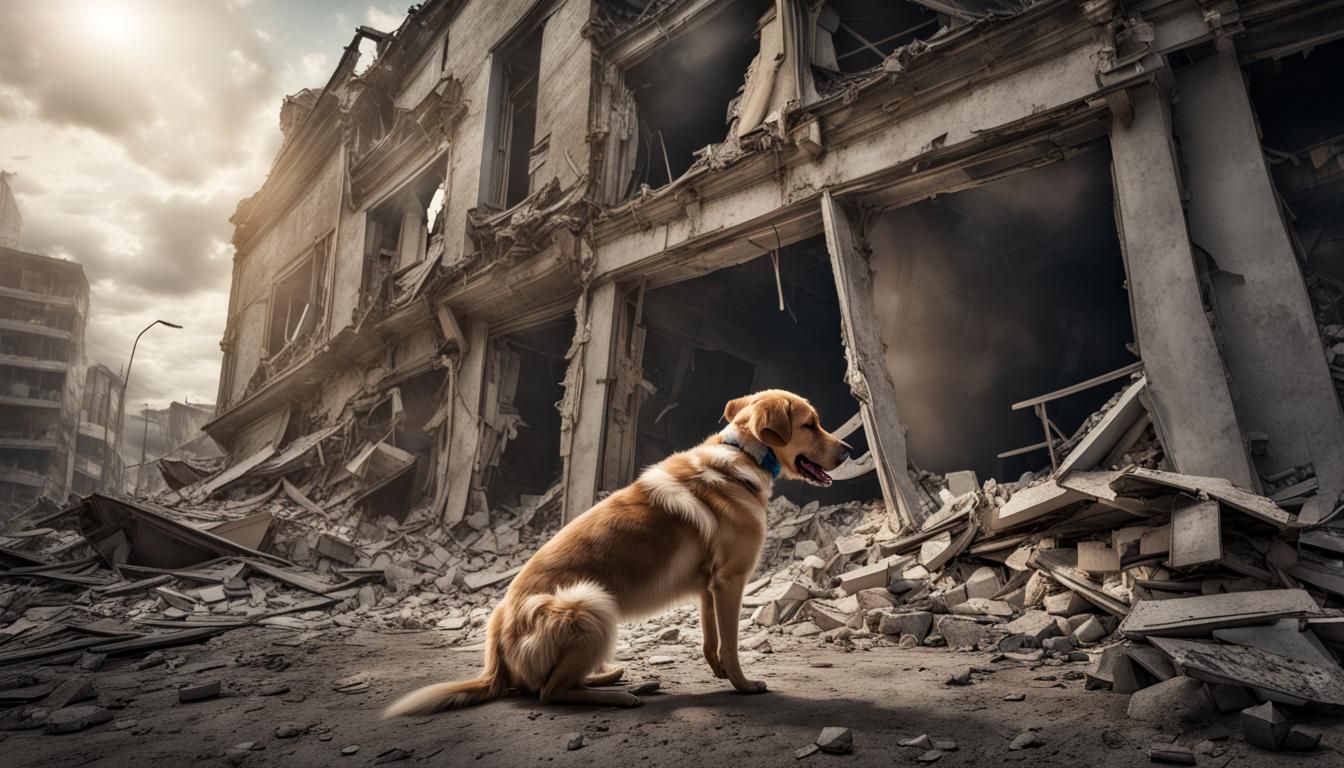 a dog that saves a child from under a collapsed building - AI Generated ...