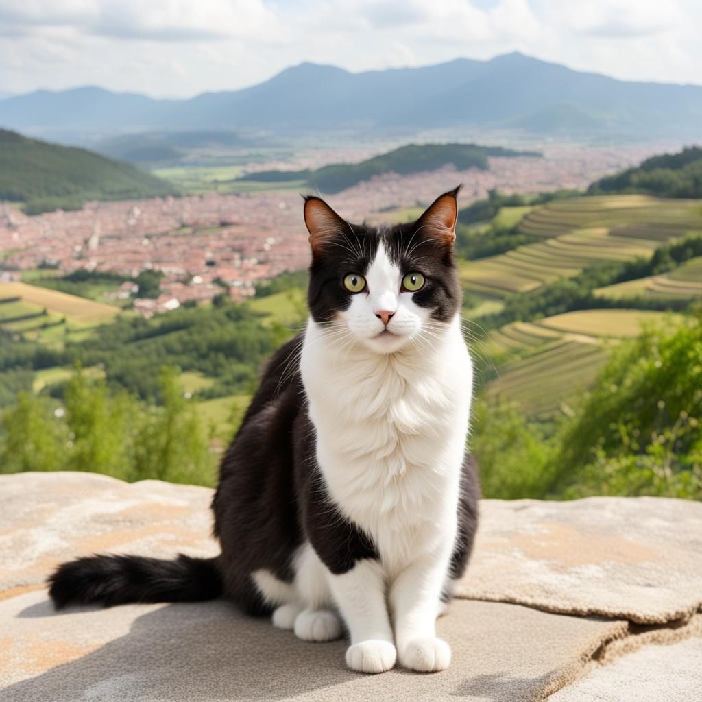 Paraidolia of cat with landscape