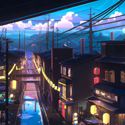 Japanese city at night
