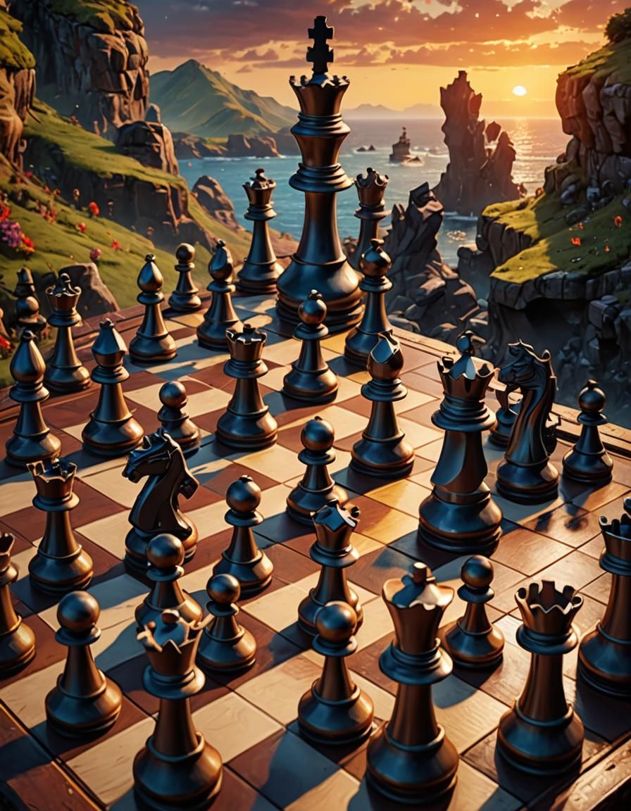 Chess at sunset.