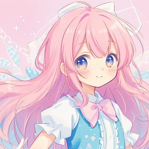 Whimsical Anime Girl in Pastel Hues