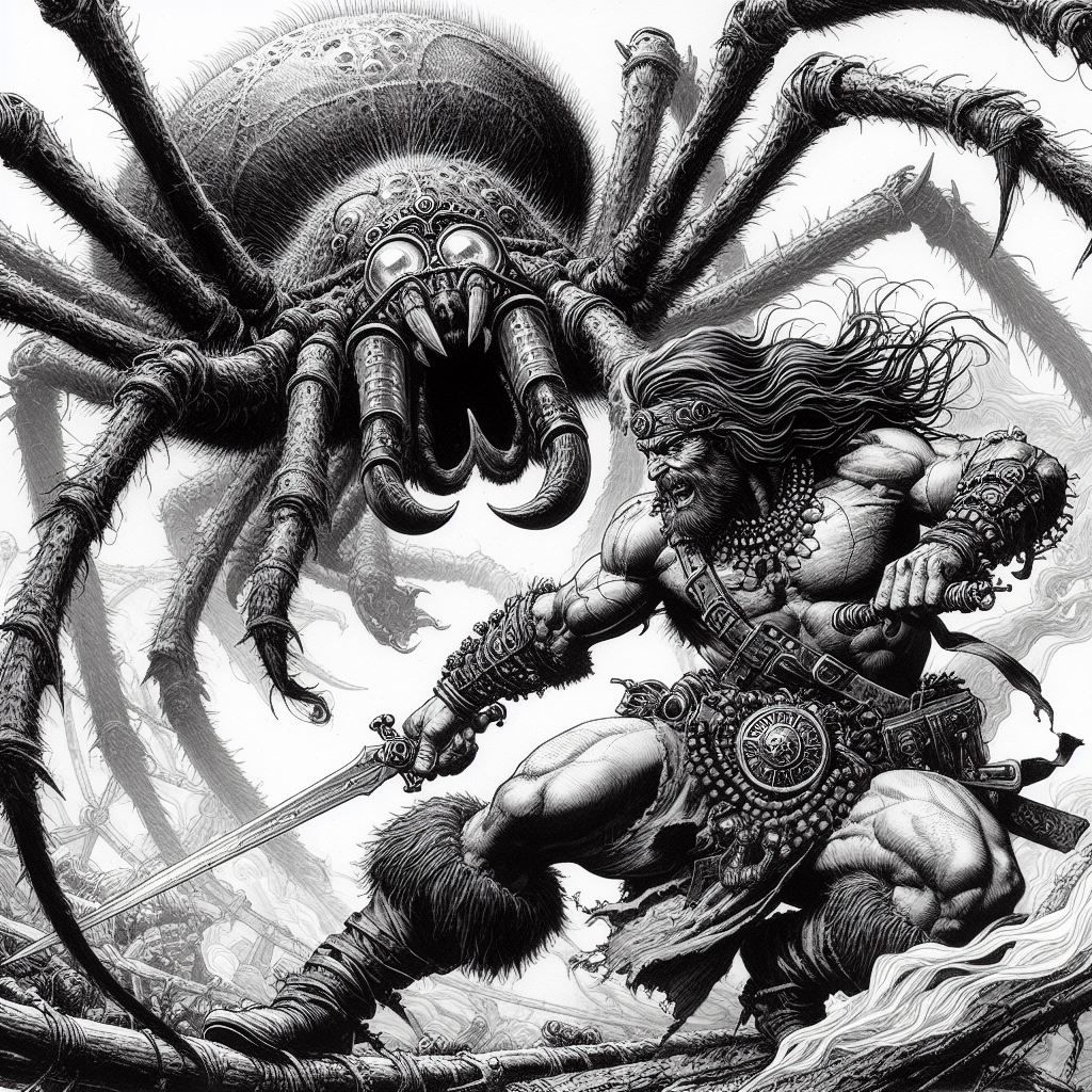 "Conan vs a Giant Steampunk Spider" by Barry Windsor-Smith