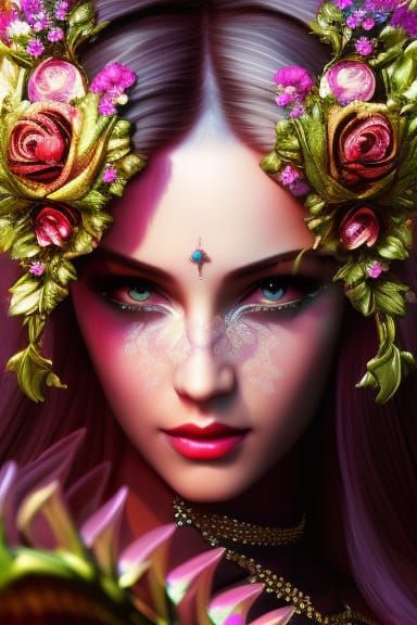 Flowerpunk Gaze, of Roses - AI Generated Artwork - NightCafe Creator