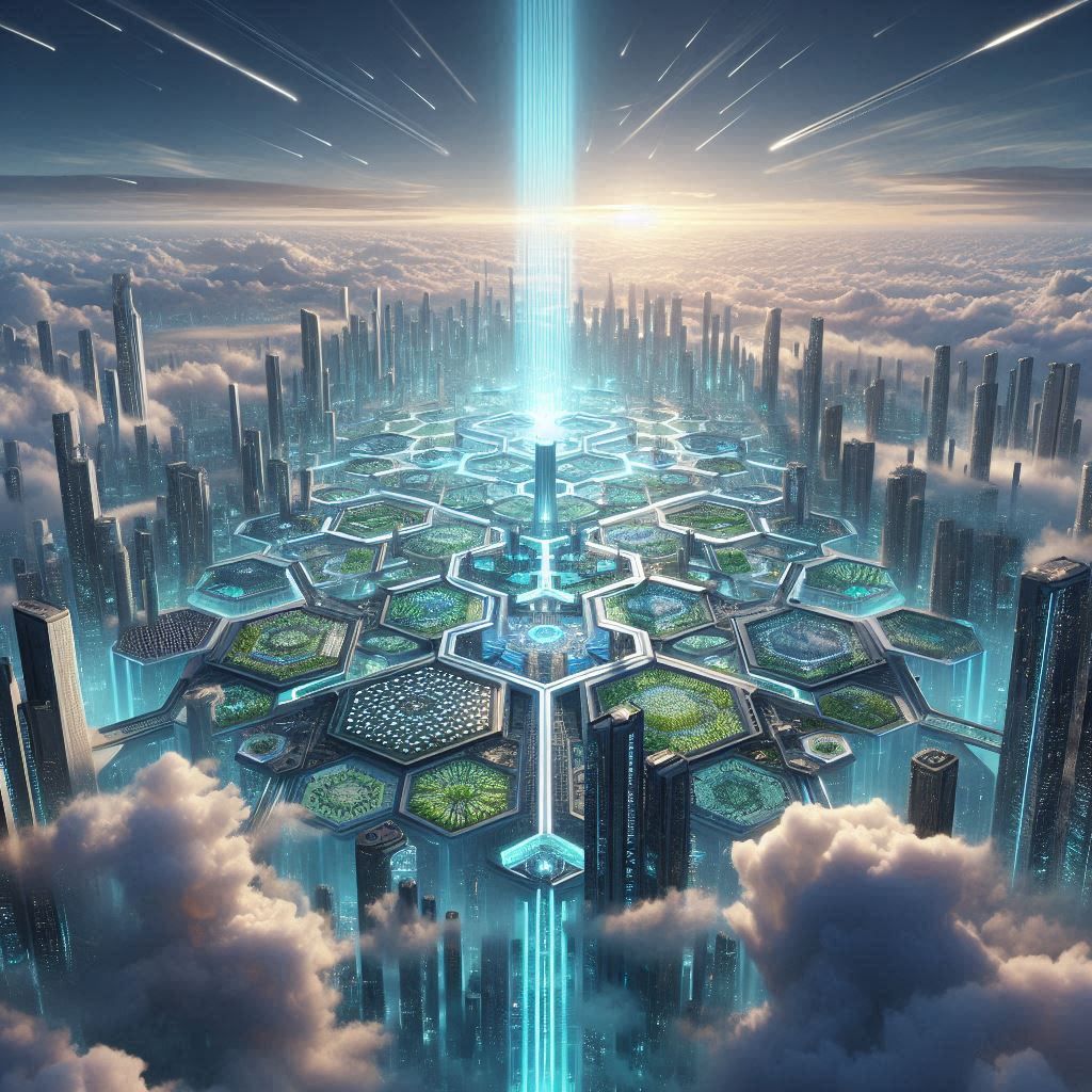 A view of a futuristic mega-city
